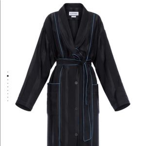 Loewe black silk robe coat